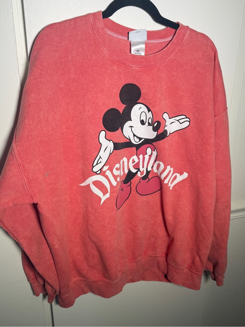Disney Womens Coral Peach Mickey Crewneck Sweatshirt XL